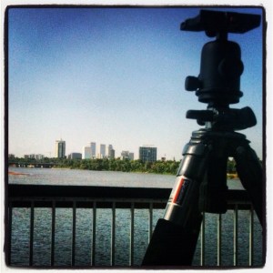 Setting up for the fireworks display.